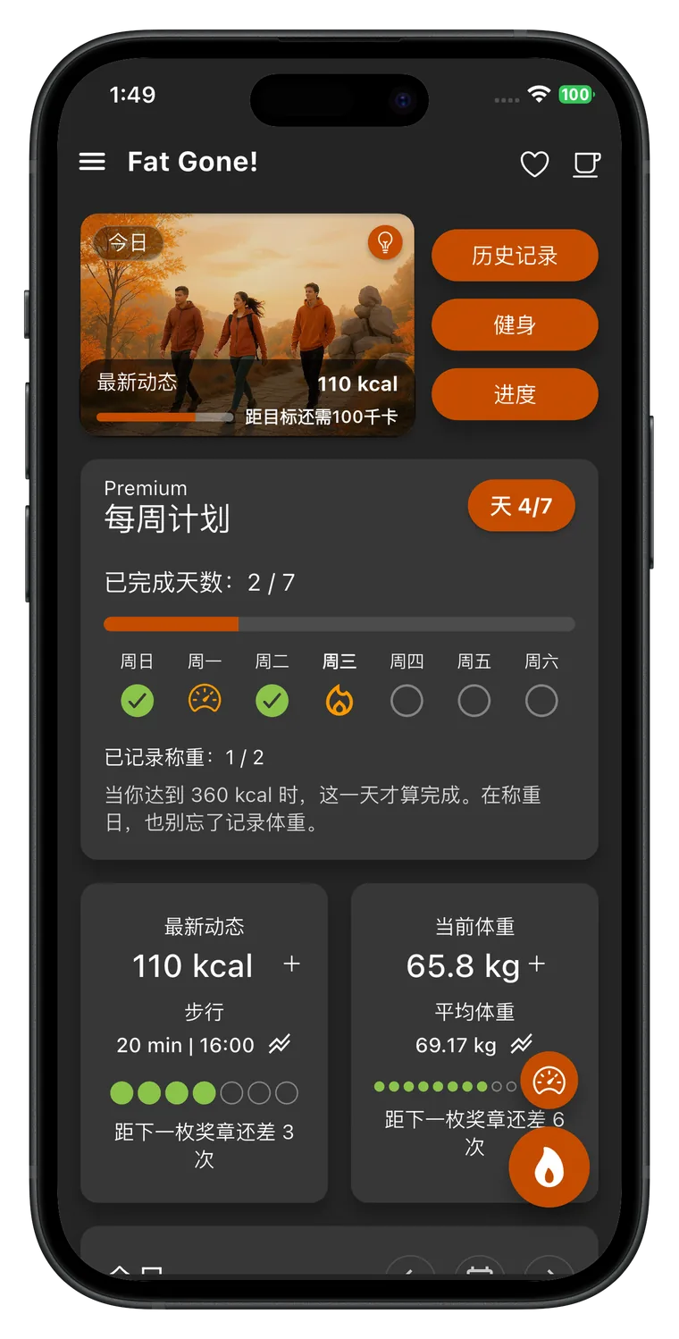 减肥计划与体重记录: Fat Gone 计划